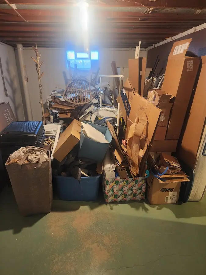 Roll-off dumpster container at job site for Cleanout Dumpster Rental in Brookville